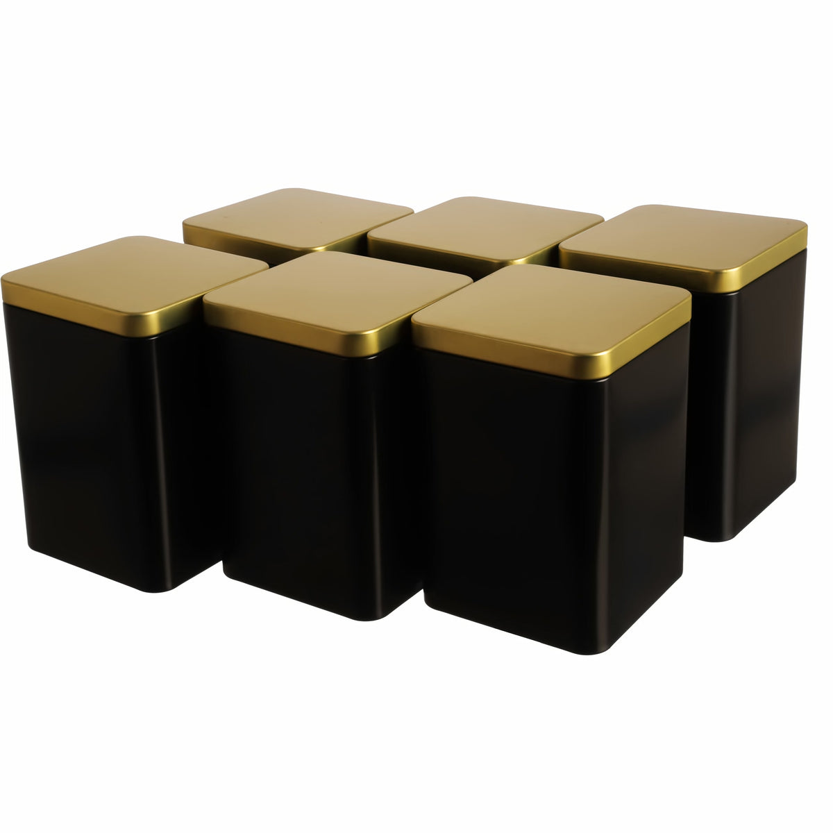 6er Set | GOLDI edle Teedose / Vorratsdose aromadicht | schwarz-gold