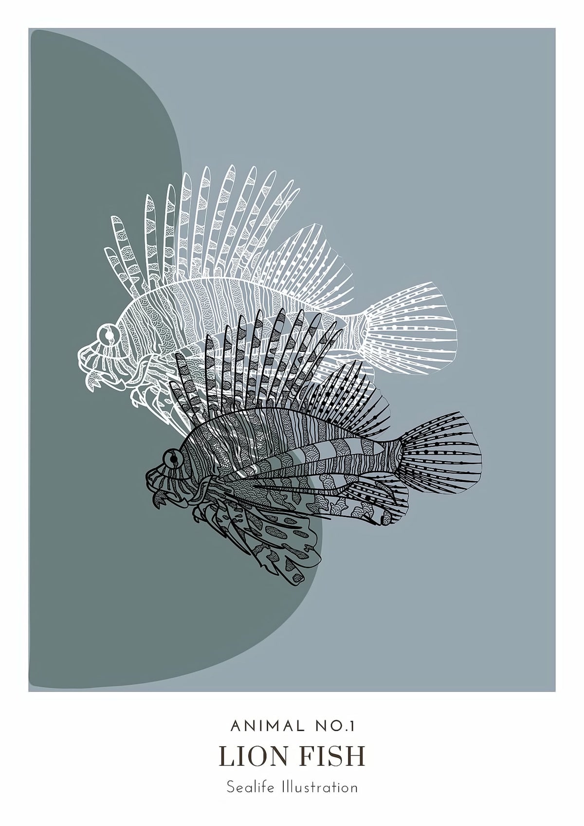 Dosenritter | minimalistische Sealife Wandbilder in einem modernen blaugrau, abstrakte Druckbilder für Esszimmer