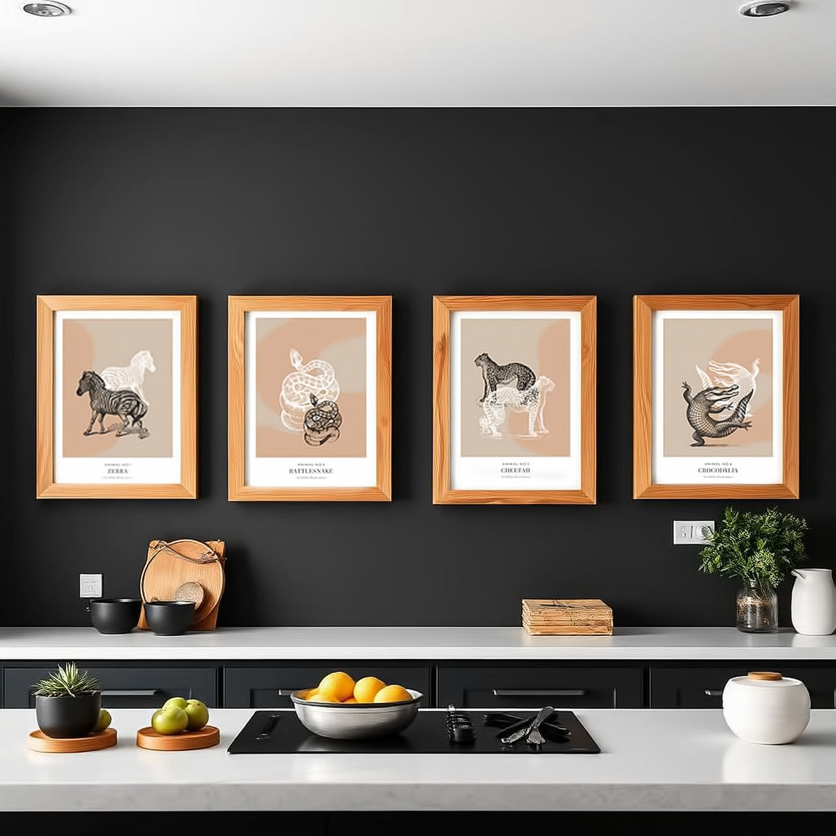 Dosenritter | minimalistische Wildlife Wandbilder in einem modernen beige, abstrakte Druckbilder für Esszimmer