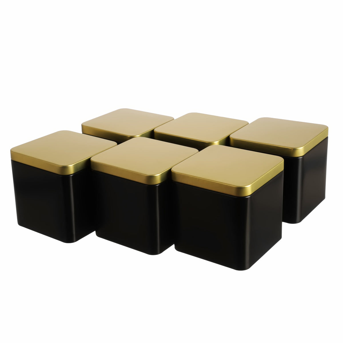 6er Set | GOLDI Junior edle Teedose / Vorratsdose  aromadicht | schwarz-gold