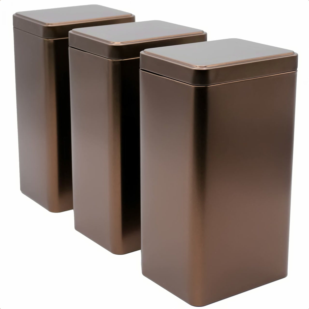 3er Set | BROWN eckige Kaffeedose / Teedose STAPELBAR, für je 500g Kaffee