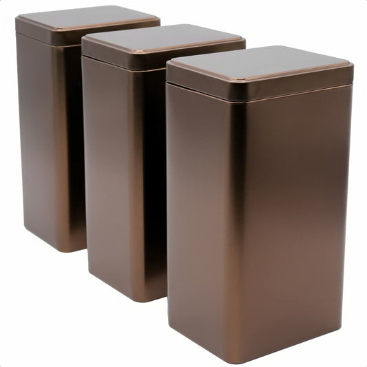 3er Set | BROWN eckige Kaffeedose / Teedose STAPELBAR, für je 500g Kaffee