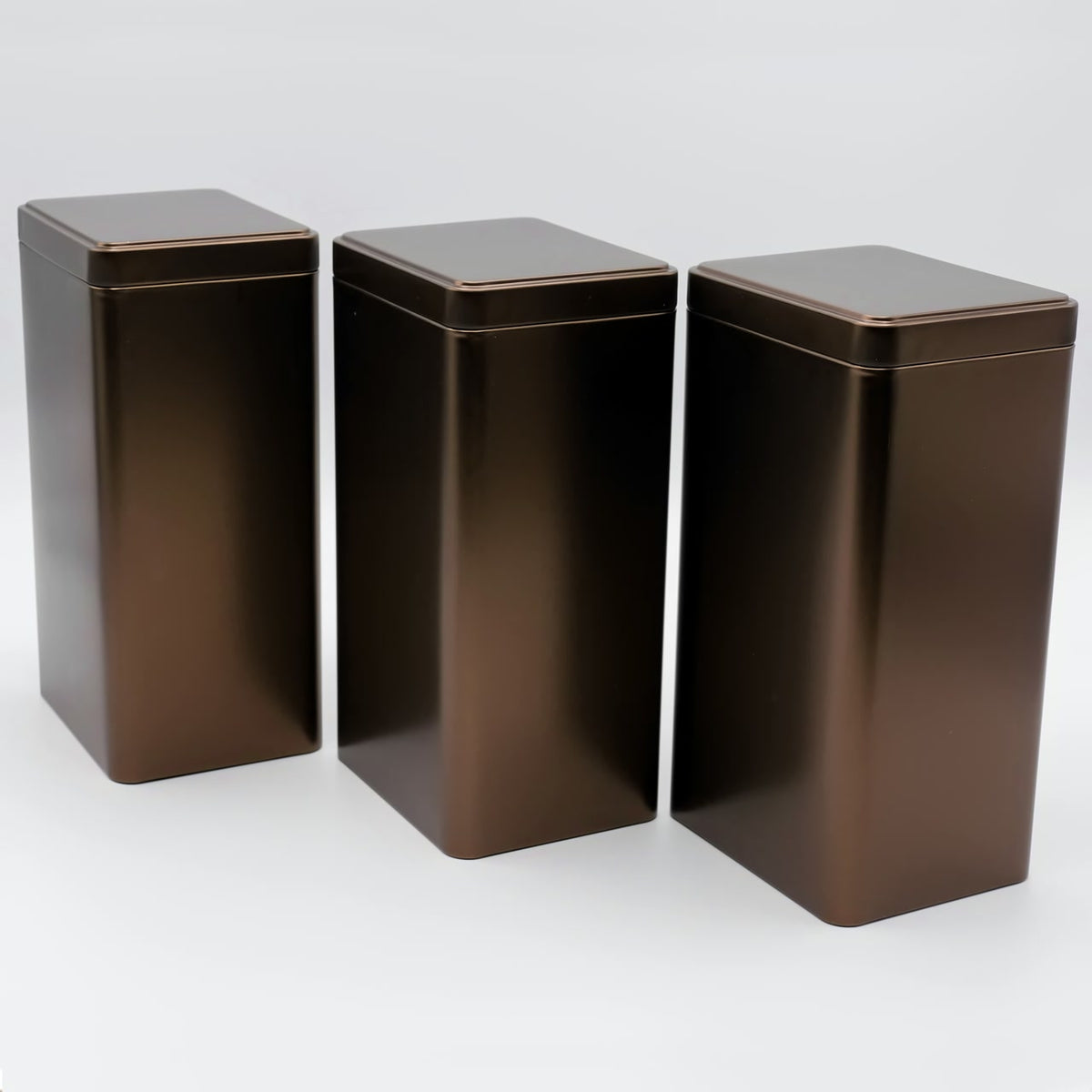 3er Set | BROWN eckige Kaffeedose / Teedose STAPELBAR, für je 500g Kaffee
