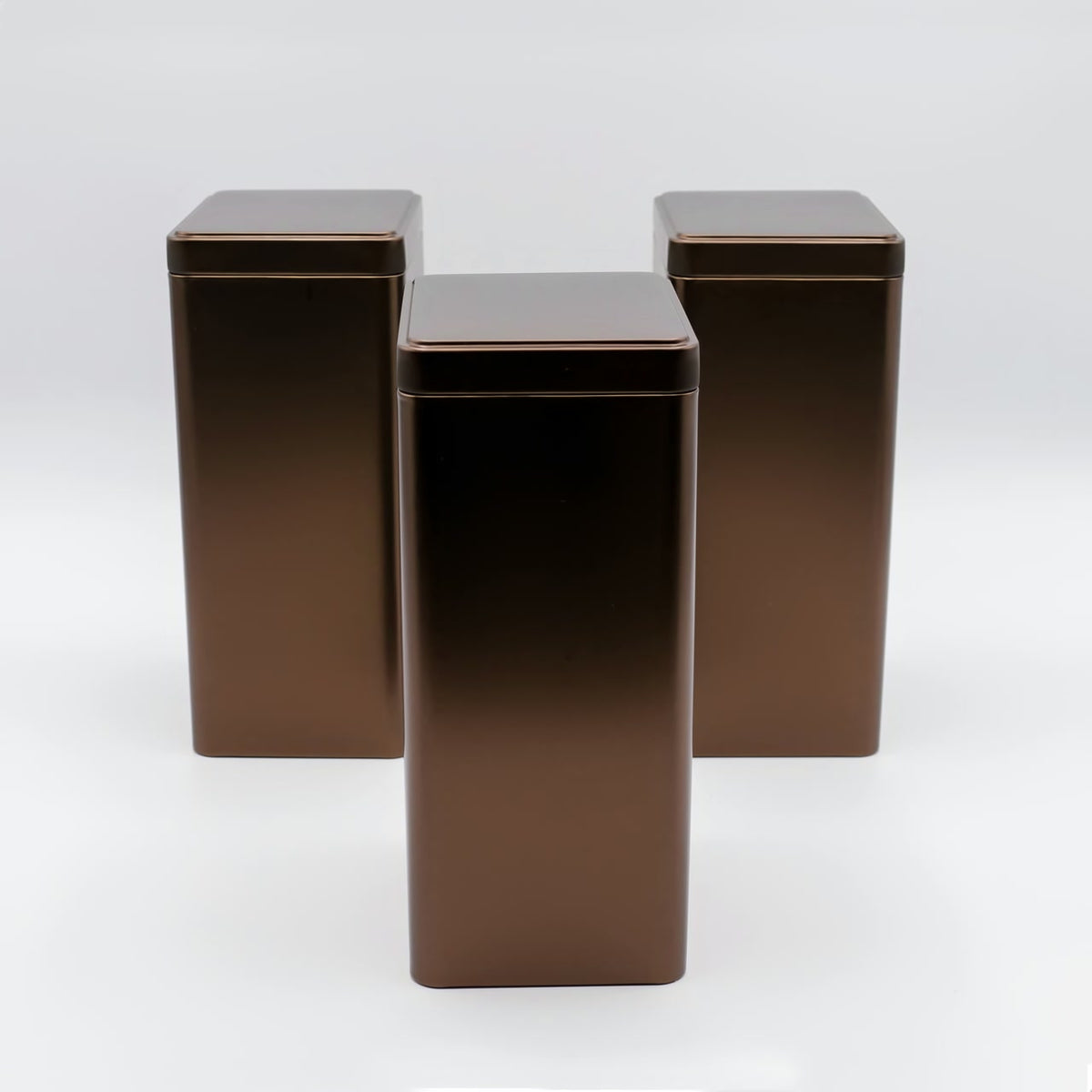 3er Set | BROWN eckige Kaffeedose / Teedose STAPELBAR, für je 500g Kaffee