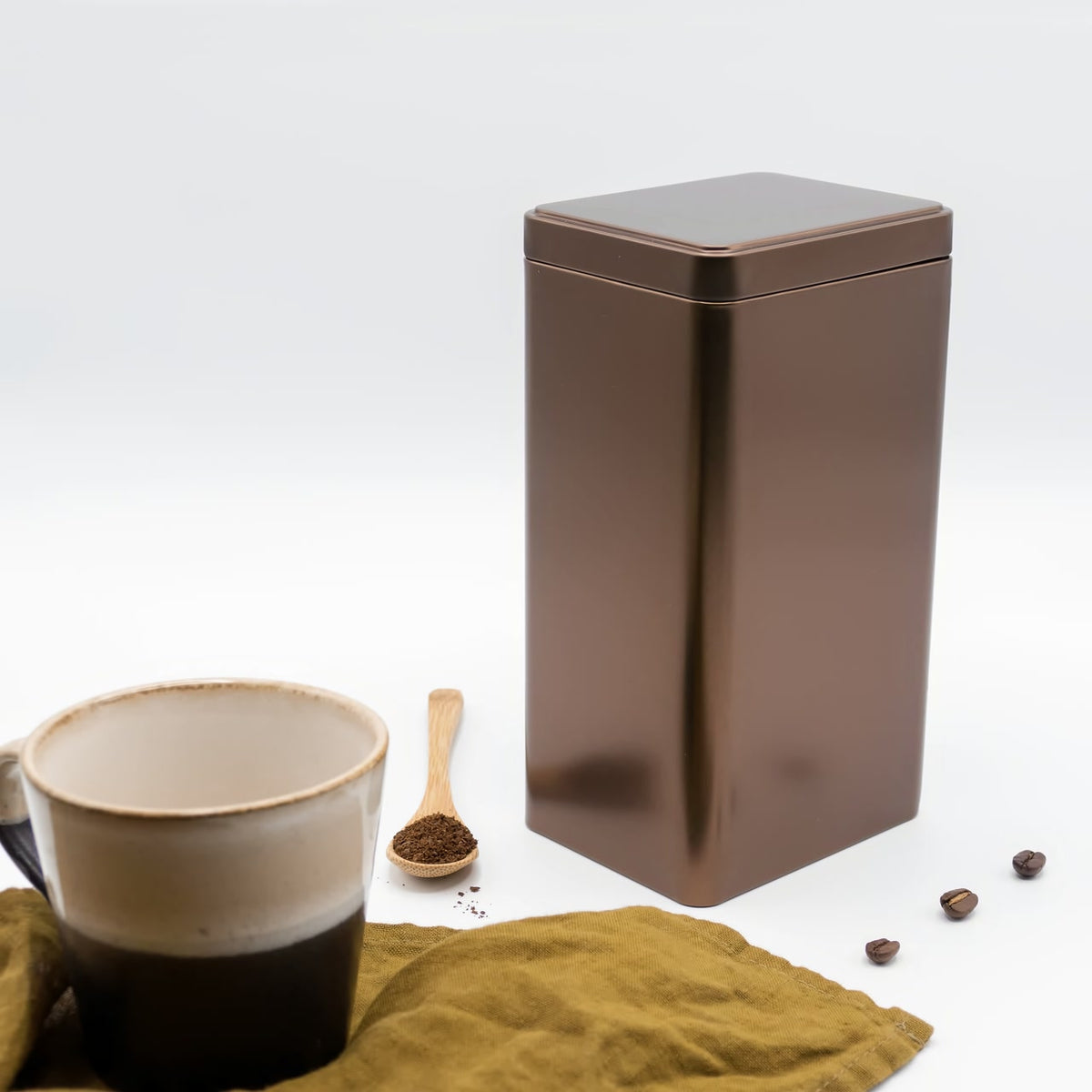 3er Set | BROWN eckige Kaffeedose / Teedose STAPELBAR, für je 500g Kaffee