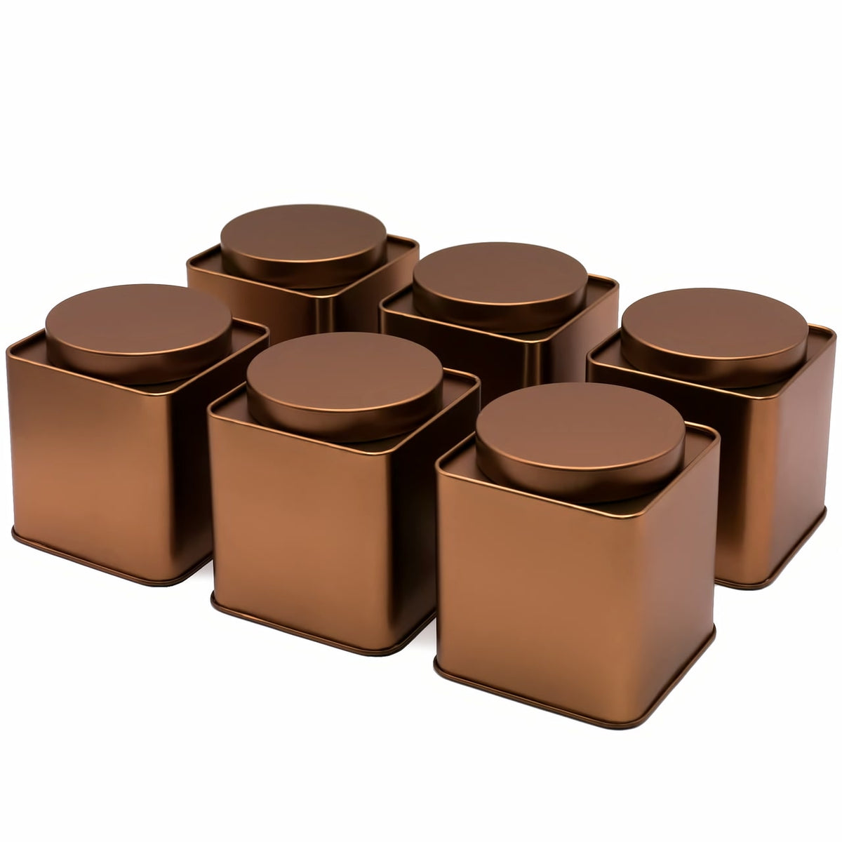6er Set | NUALA kupferfarbene Teedose / Vorratsdose STAPELBAR