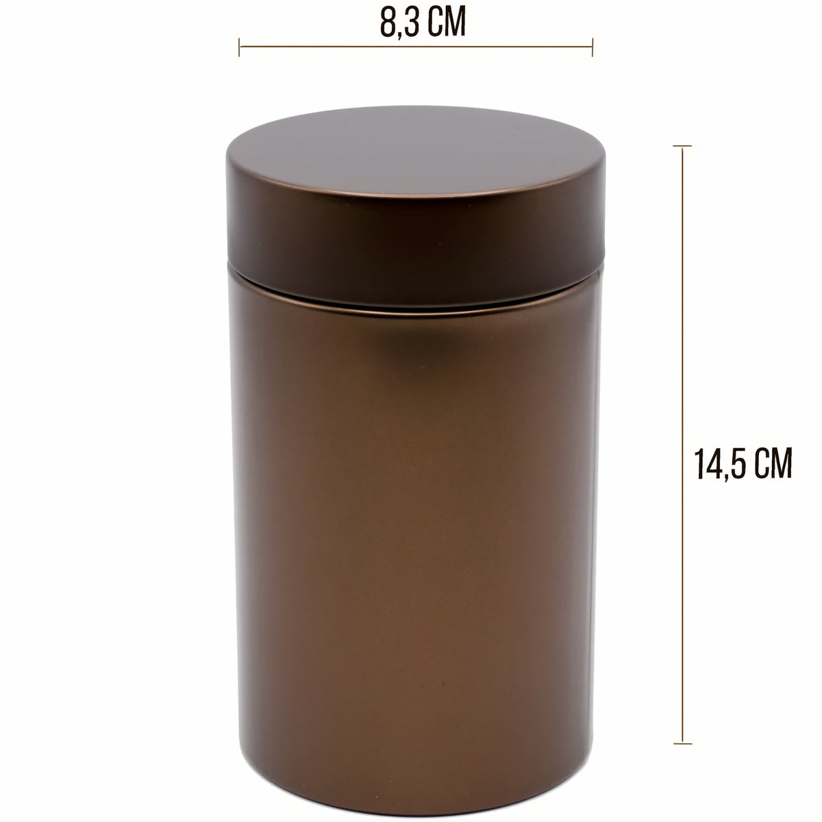3er Set | EBO elegante Tee- / Vorratsdose 14,5 x 8,3 (H,ø) | metallic kaffeebraun