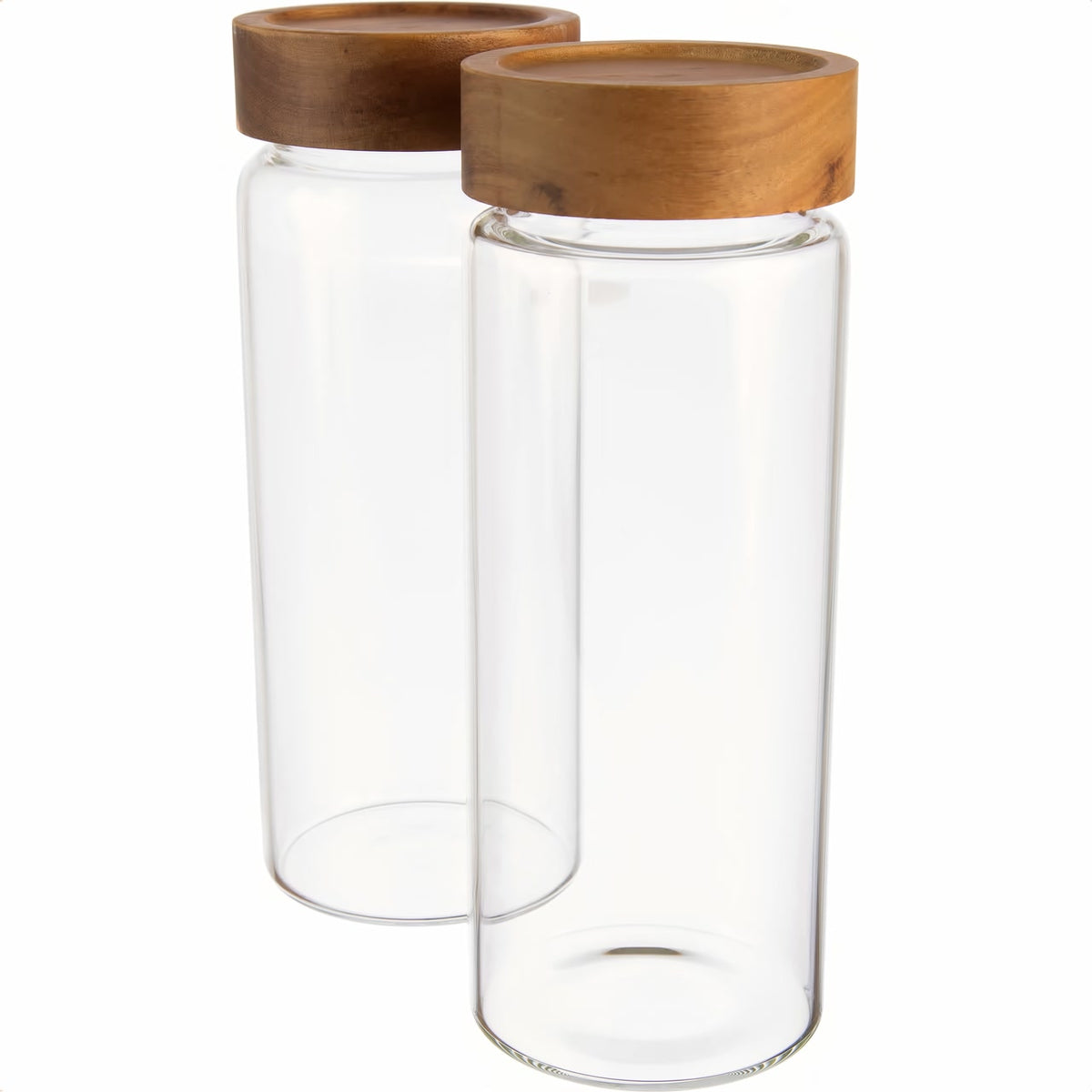 2er Set | Manuka, Vorratsglas / Gewürzglas mit Akaziendeckel, luftdicht aus Borosilikatglas