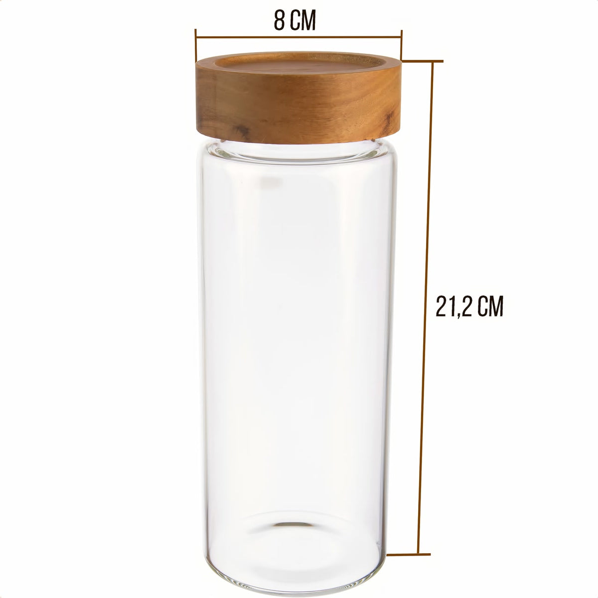 2er Set | Manuka, Vorratsglas / Gewürzglas mit Akaziendeckel, luftdicht aus Borosilikatglas