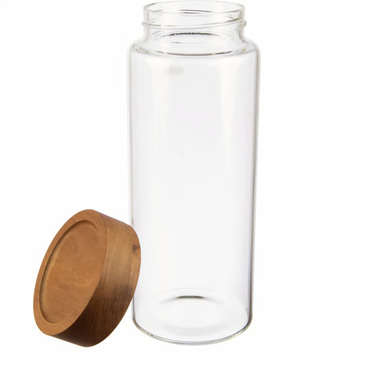 2er Set | Manuka, Vorratsglas / Gewürzglas mit Akaziendeckel, luftdicht aus Borosilikatglas