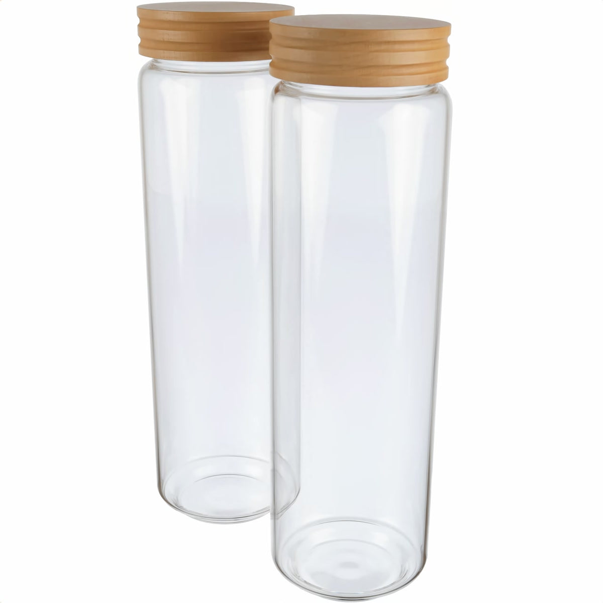 2er Set | Honey, Pastaglas / Vorratsglas mit Buchendeckel, luftdicht aus Borosilikatglas