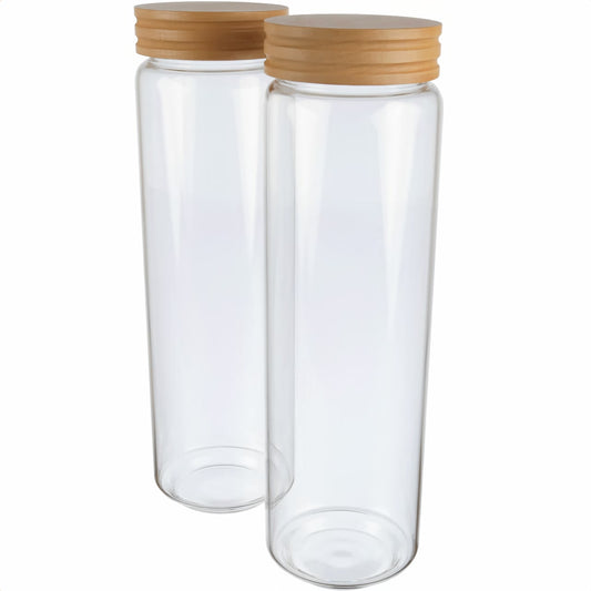 2er Set | Honey, Pastaglas / Vorratsglas mit Buchendeckel, luftdicht aus Borosilikatglas