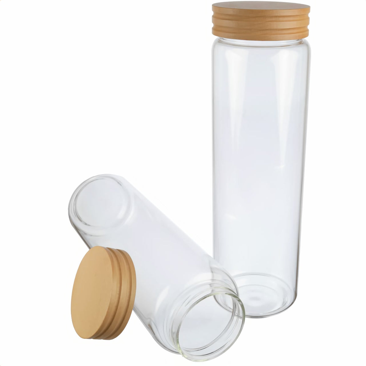 2er Set | Honey, Pastaglas / Vorratsglas mit Buchendeckel, luftdicht aus Borosilikatglas