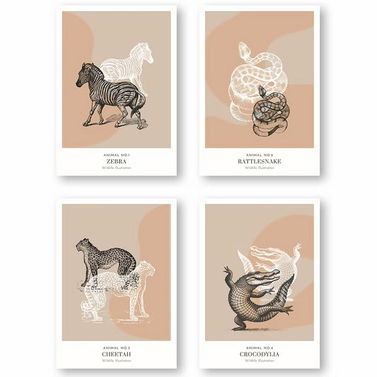 Dosenritter | minimalistische Wildlife Wandbilder in einem modernen beige, abstrakte Druckbilder für Esszimmer