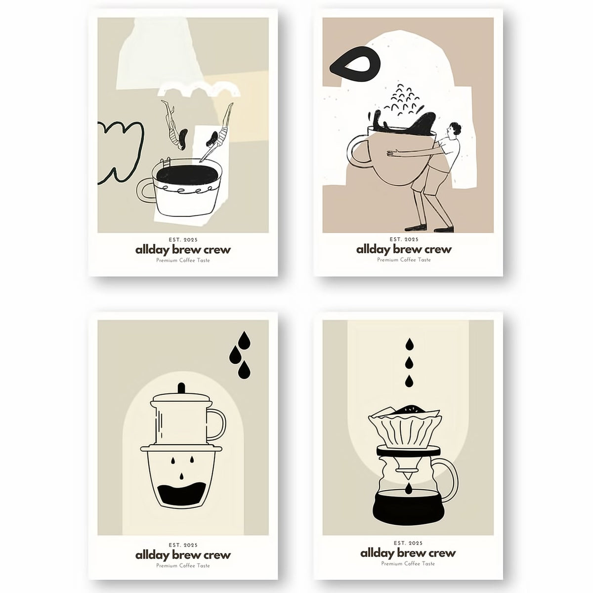 Dosenritter | Kaffee Wandbilder Modern, Minimalistisch, Abstrakt, Druckbilder für Esszimmer, Wohnzim