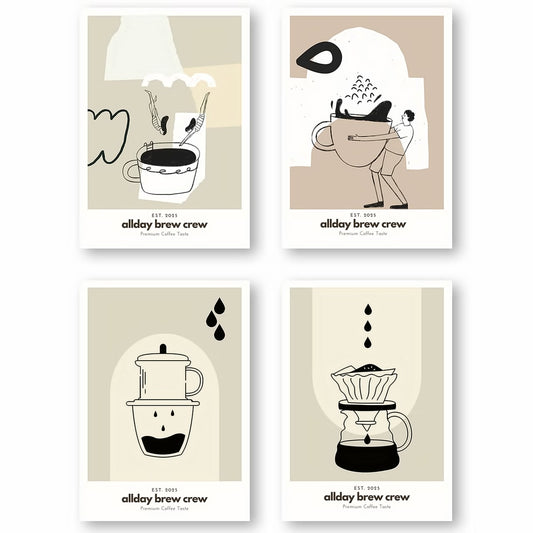 Dosenritter | Kaffee Wandbilder Modern, Minimalistisch, Abstrakt, Druckbilder für Esszimmer, Wohnzim