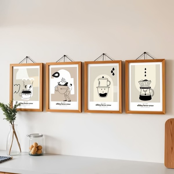Dosenritter abstrakte Kaffee Kunstdrucke gerahmt in der Küche
